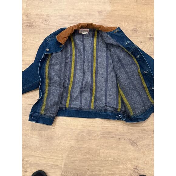 Vintage 70s 80s Lee Storm Rider Jacket Denim Corduroy Blanket Lining Union 42 R - Picture 7 of 9